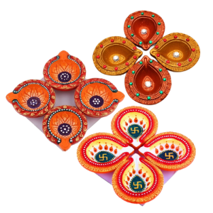 Fancy Diwali Diya  印度彩樣陶土燭台 4 pcs/pack